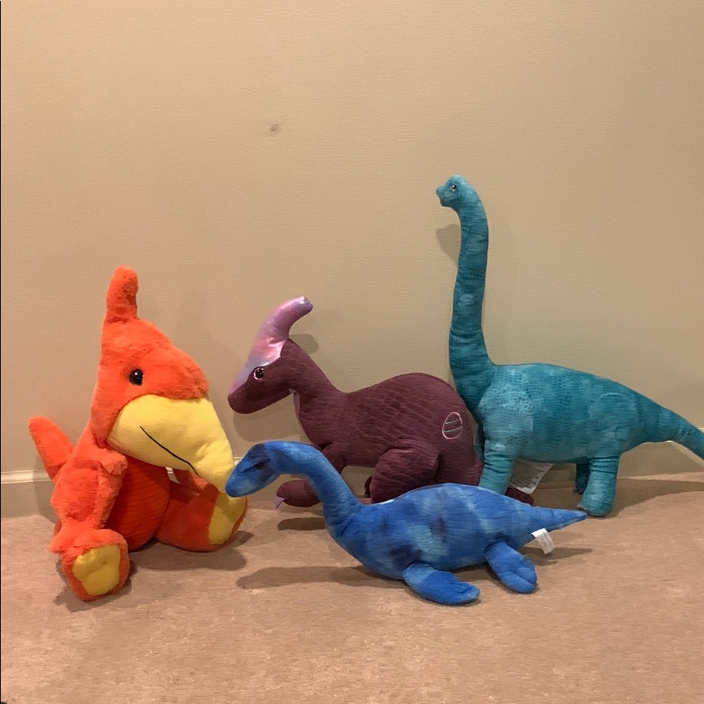 Plush Dinosaur Toy Set - Orange, Purple, Blue, large, gently loved, like new